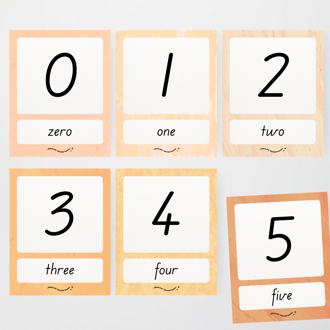 Number Posters Numerical Form and Word Form - Neutral Classroom Decor - Teacher Resources & Classroom Decor