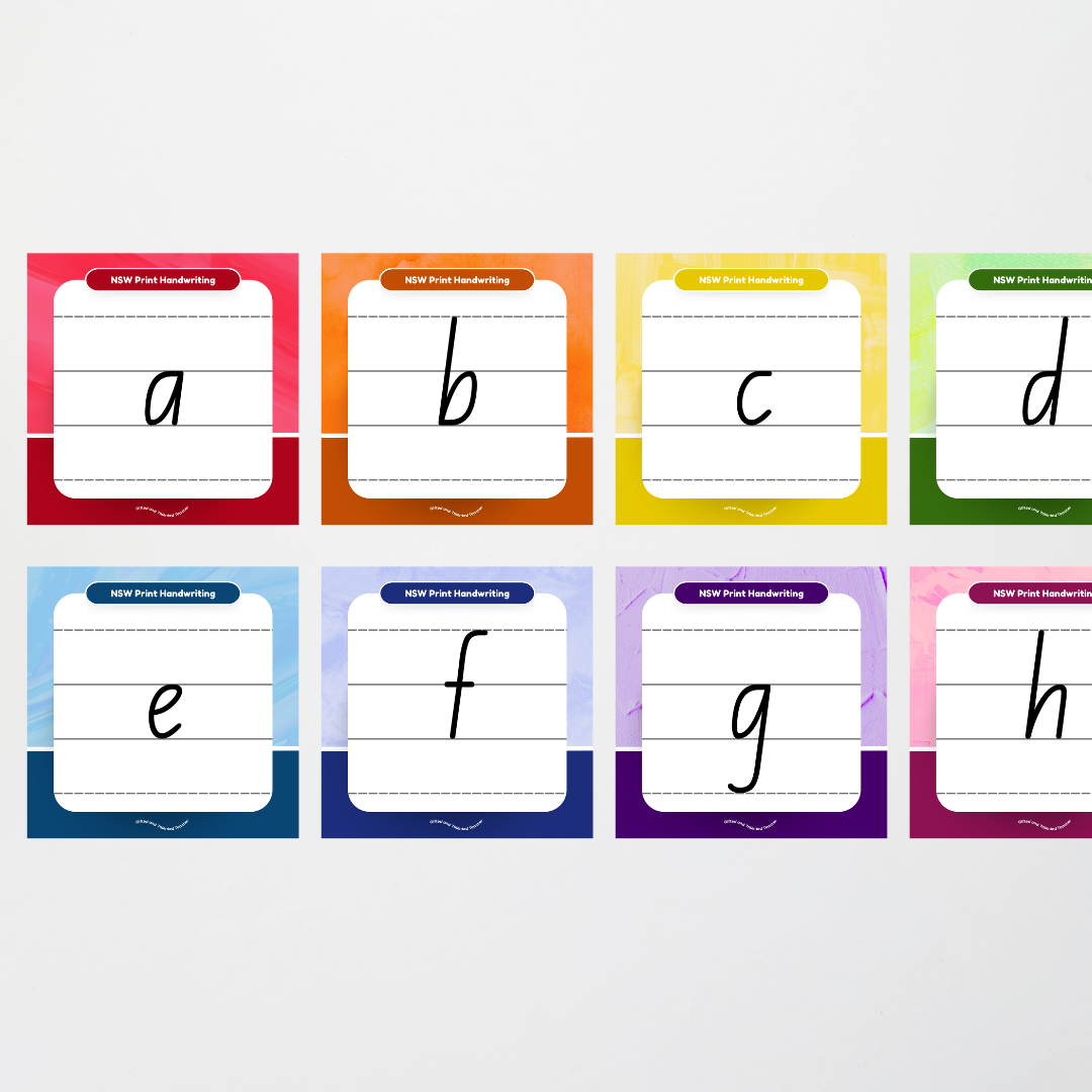 NSW Foundation Font: Lined Handwriting Posters - Rainbow