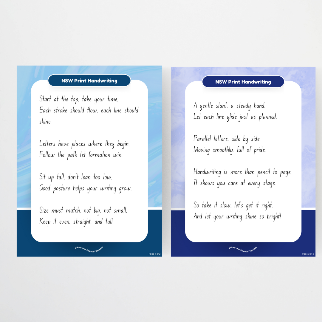 Free NSW Foundation Font Handwriting Posters and Poem - Rainbow