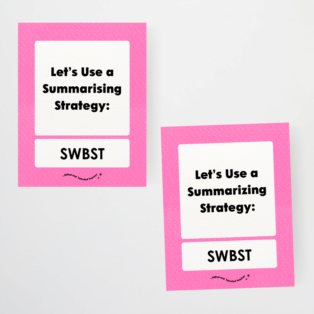 Summarising the Text: SWBST Somebody, Wanted, But, So Then - Rainbow Classroom Decor