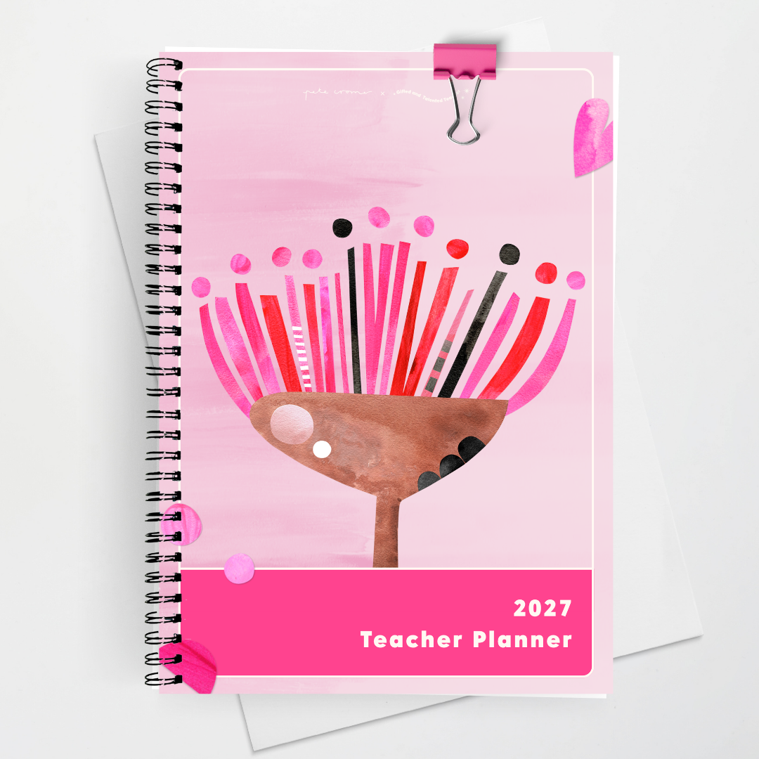 x Pete Cromer 2027 Weekly Teacher Planner: Gum Flower - Australian Fauna and Flora Classroom Decor