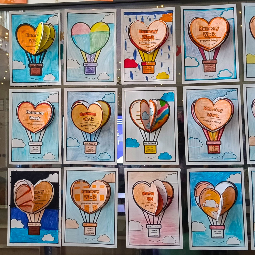 Harmony Day and Harmony Week: Let's Rise Together Heart Hot Air Balloon 3D Craft Activity - Teacher Resources & Classroom Decor
