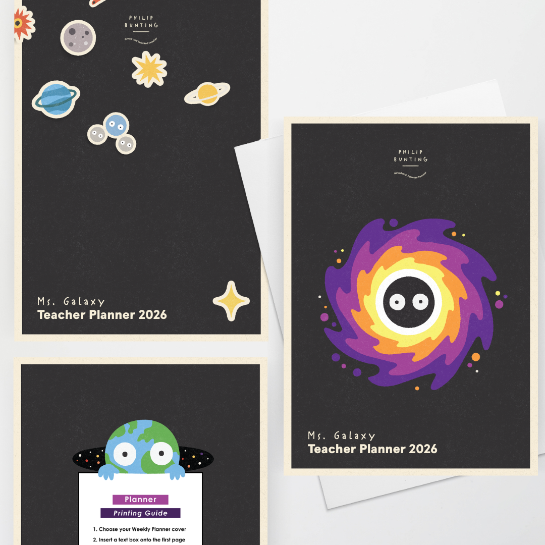 x Philip Bunting: 2026 Weekly Teacher Planner - Watch this Space Classroom Decor