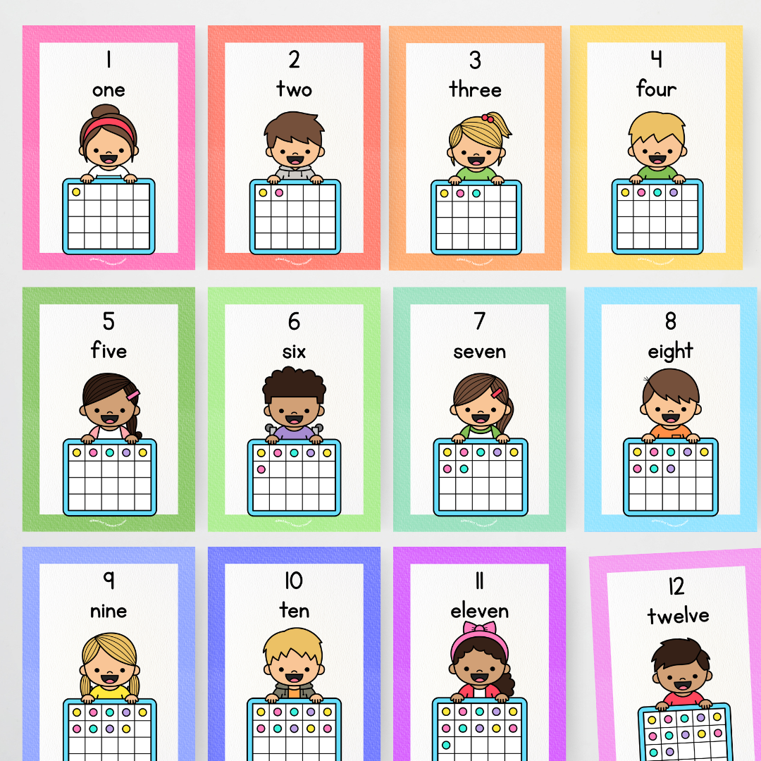 Ten Frames Posters - Place Value Posters: Numbers 0-20 Rainbow Classroom Decor