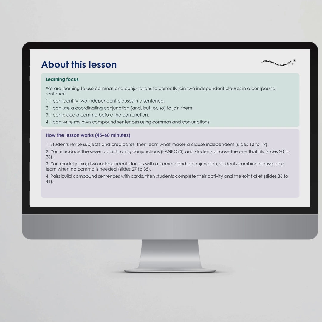 Teacher slides preview – Commas in Compound Sentences