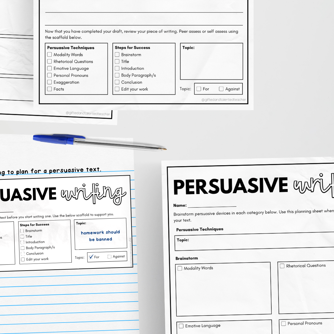 Persuasive Writing Pack - Gifted and Talented Teacher