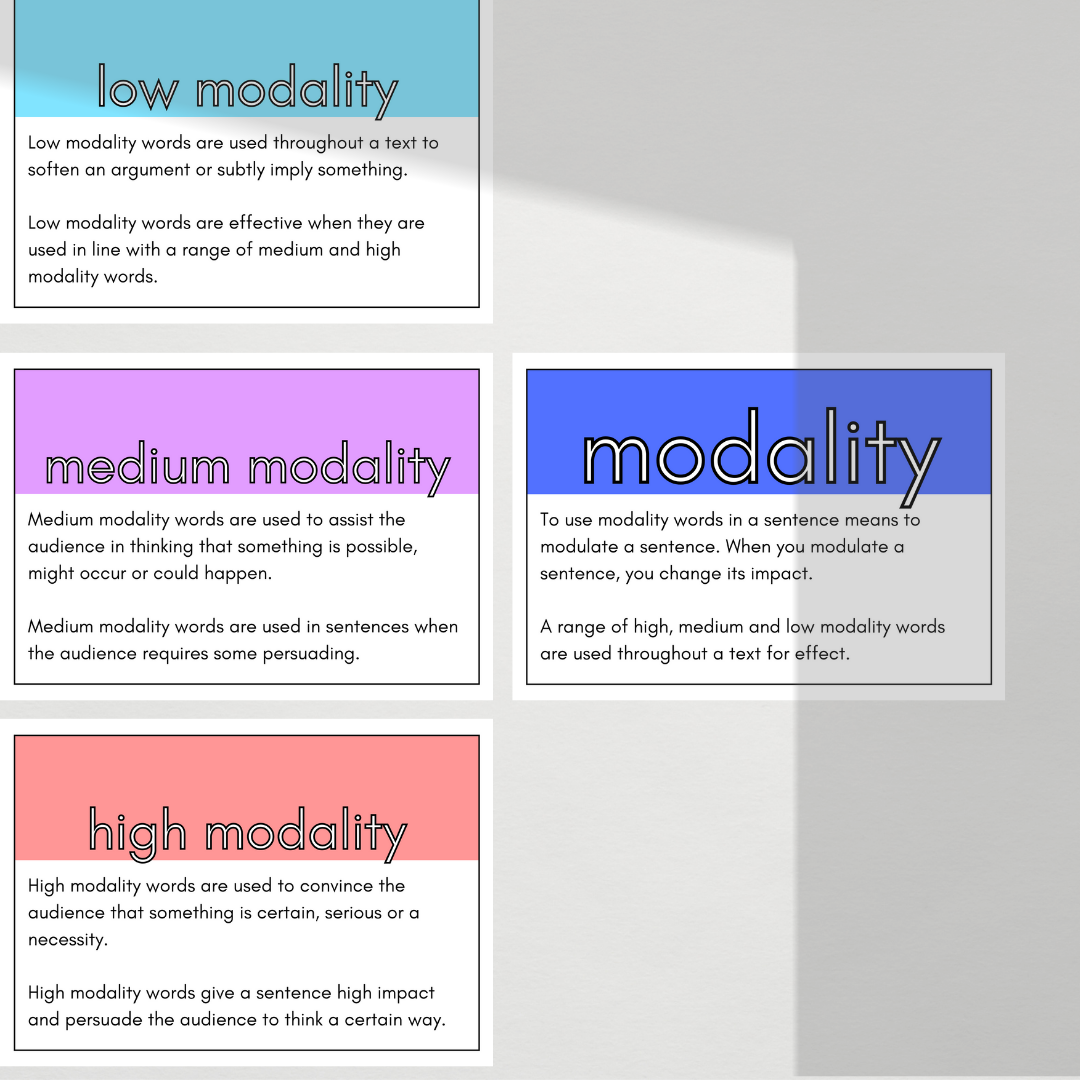 Words of Modality: High, Medium and Low | Gifted and Talented Teacher ...
