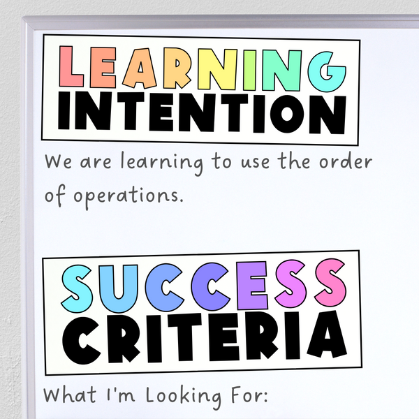 Learning Intention Target Learning Intention & Success Criteria Visible Learning Classroom Decor