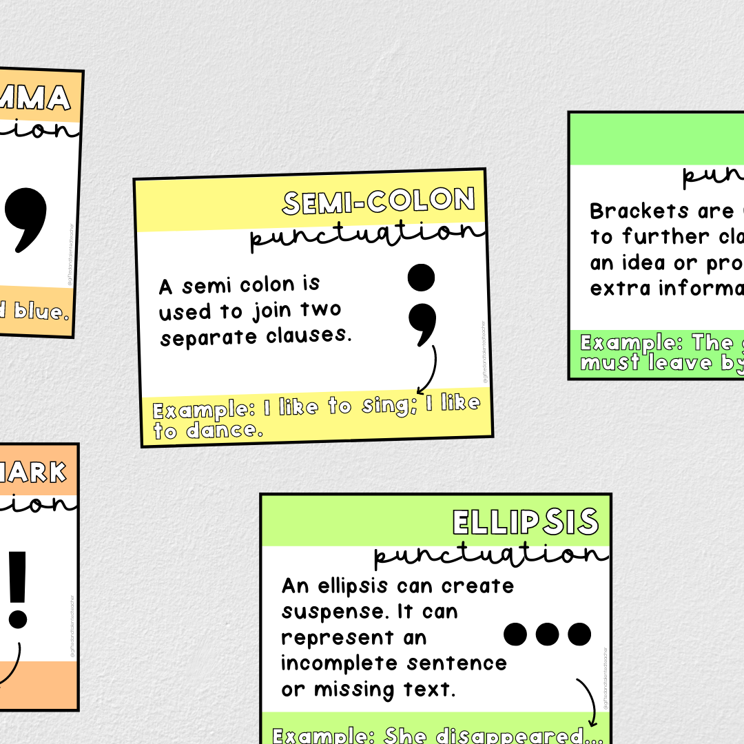 Punctuation Posters: Bright Bubble Theme - Gifted and Talented Teacher