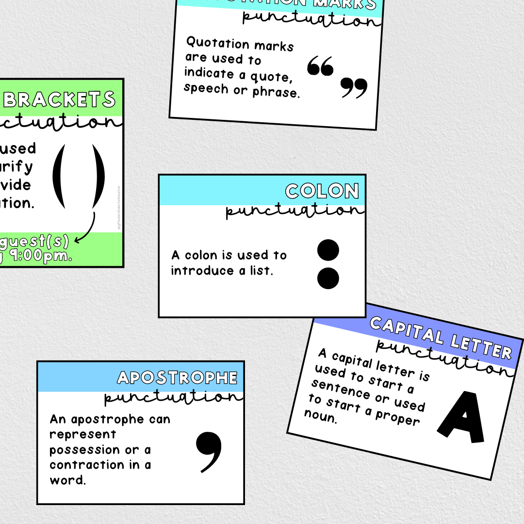 Punctuation Posters: Bright Bubble Theme - Gifted and Talented Teacher