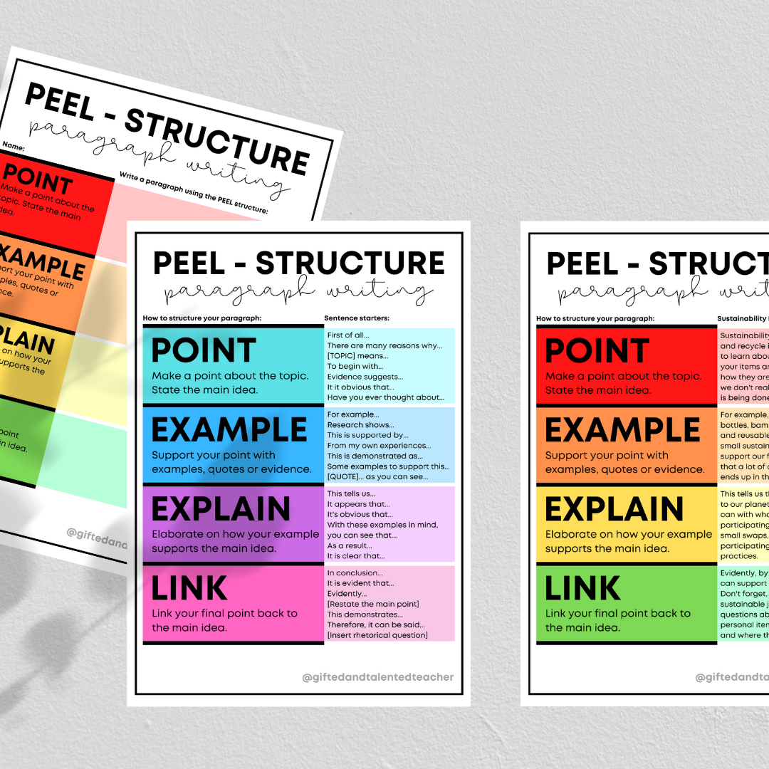 Persuasive Paragraph Structure: PEEL | TEEL | OREO - Gifted and Talented Teacher