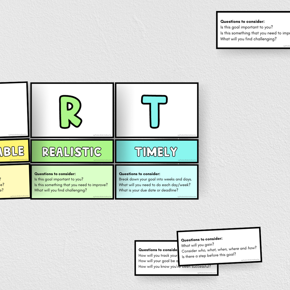 SMART Goal Setting: Wall Display - Rainbow Classroom Decor | Gifted and ...