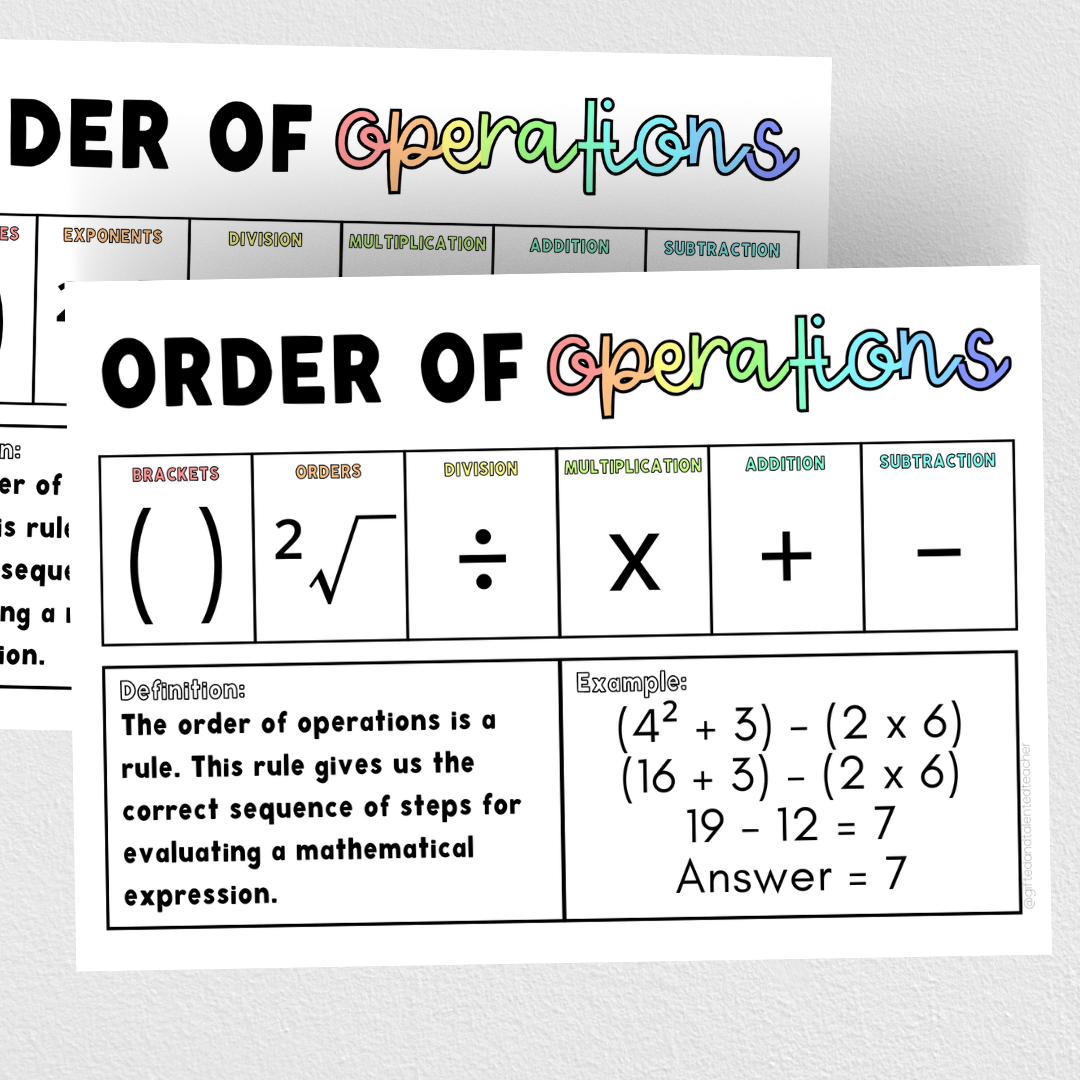 Bedmas Poster Example Bedmas Order Of Operations Example