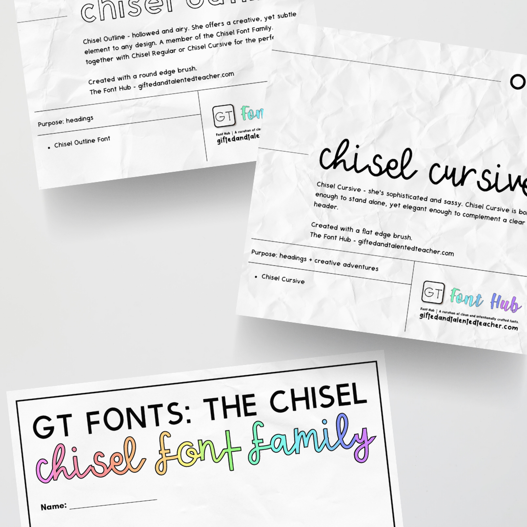 Volume 1: GT Fonts - The Chisel Font Family - Gifted and Talented Teacher