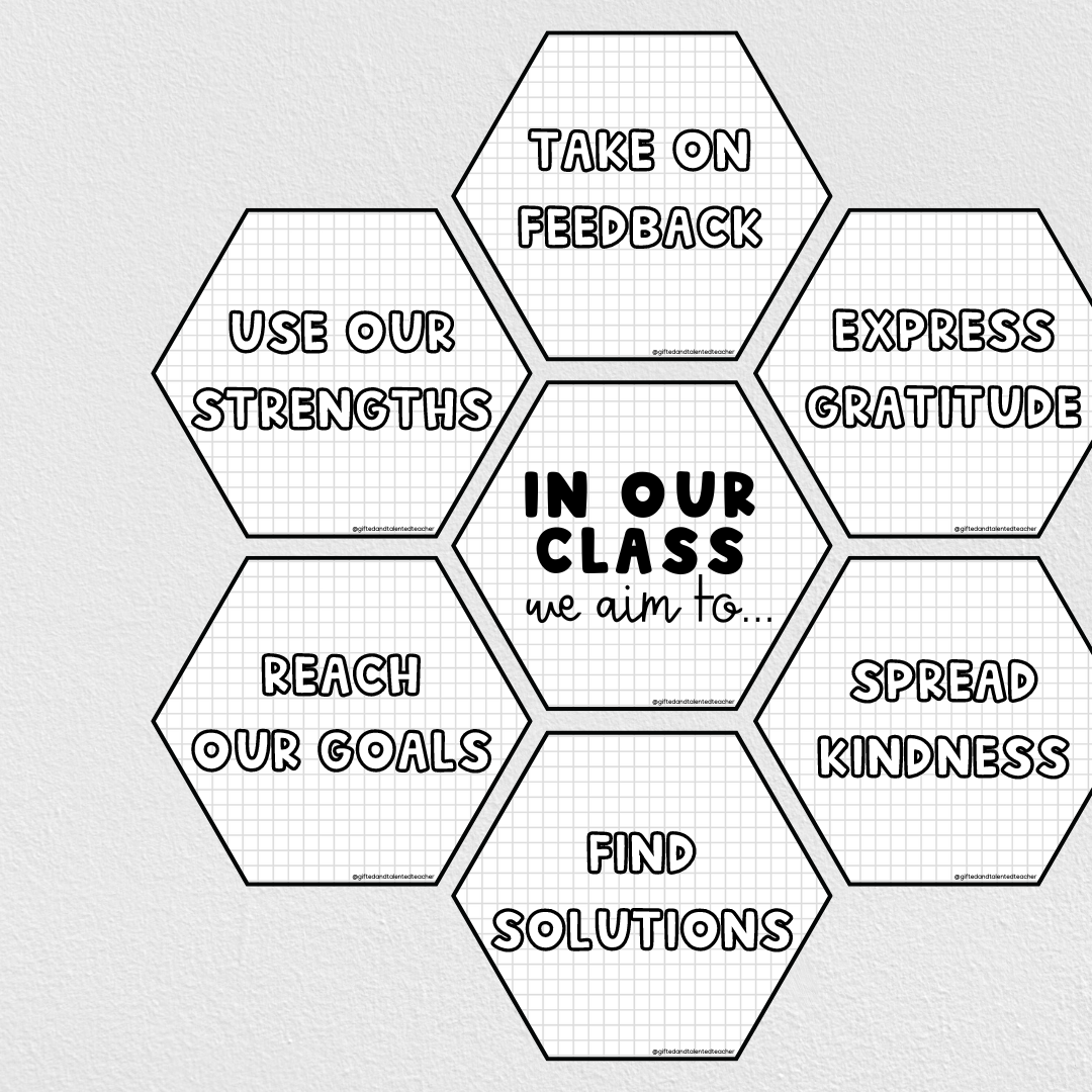 In our class: Minimalistic Hexagons