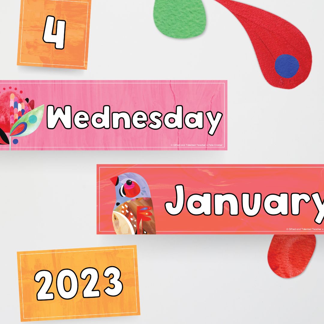 Pete Cromer: Classroom Calendar + Flip Calendar - Warm Colours