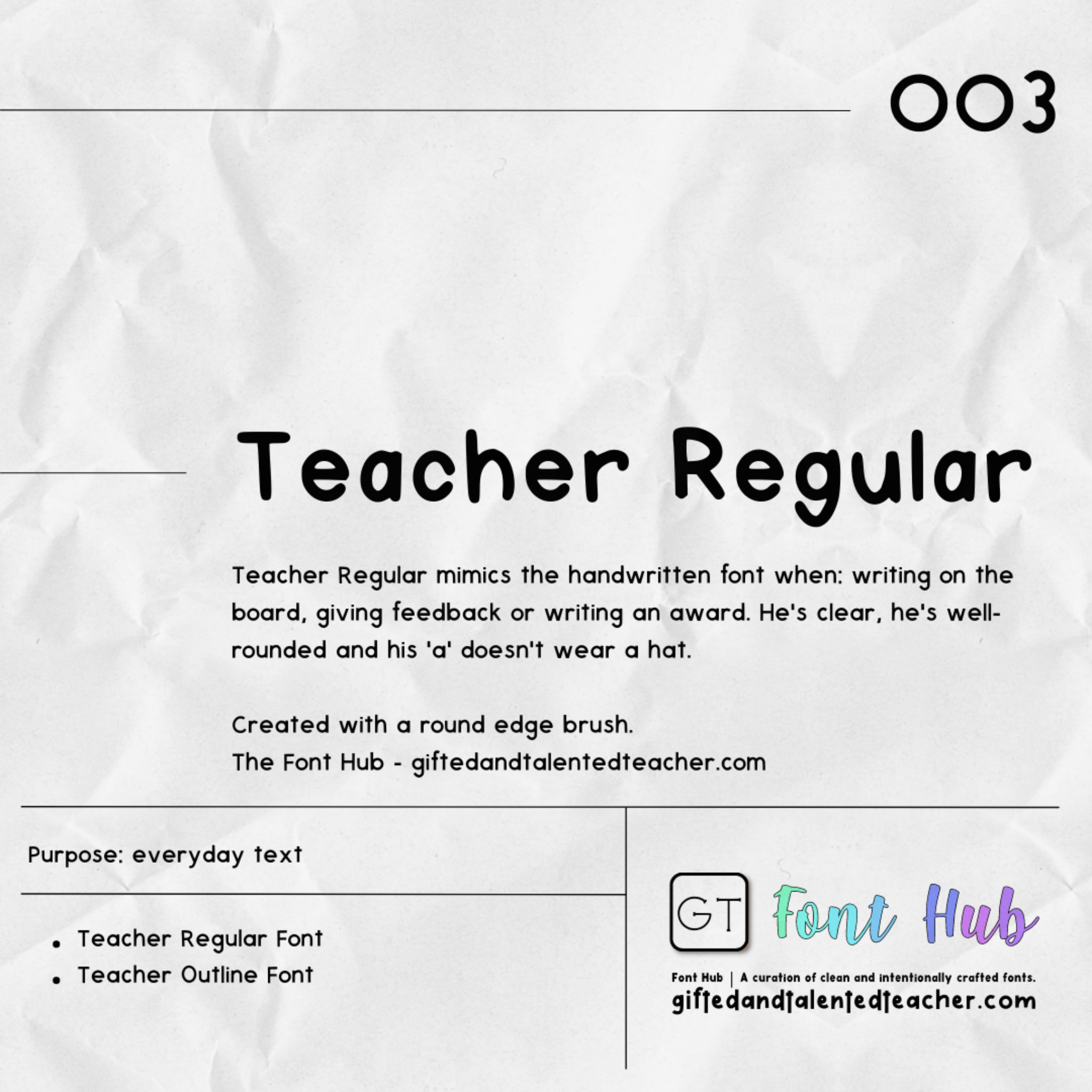 Teacher + Outline - GT Font - Gifted and Talented Teacher