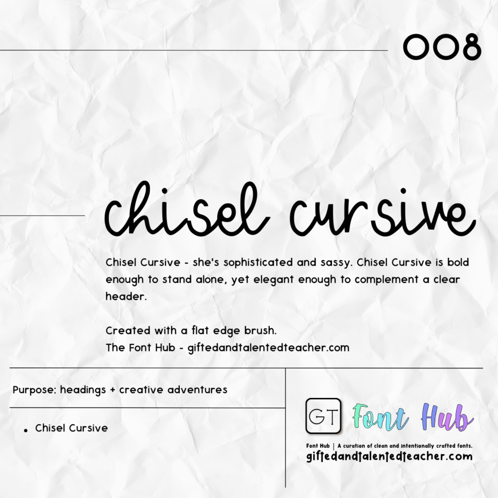 Chisel Cursive - GT Font - Gifted and Talented Teacher