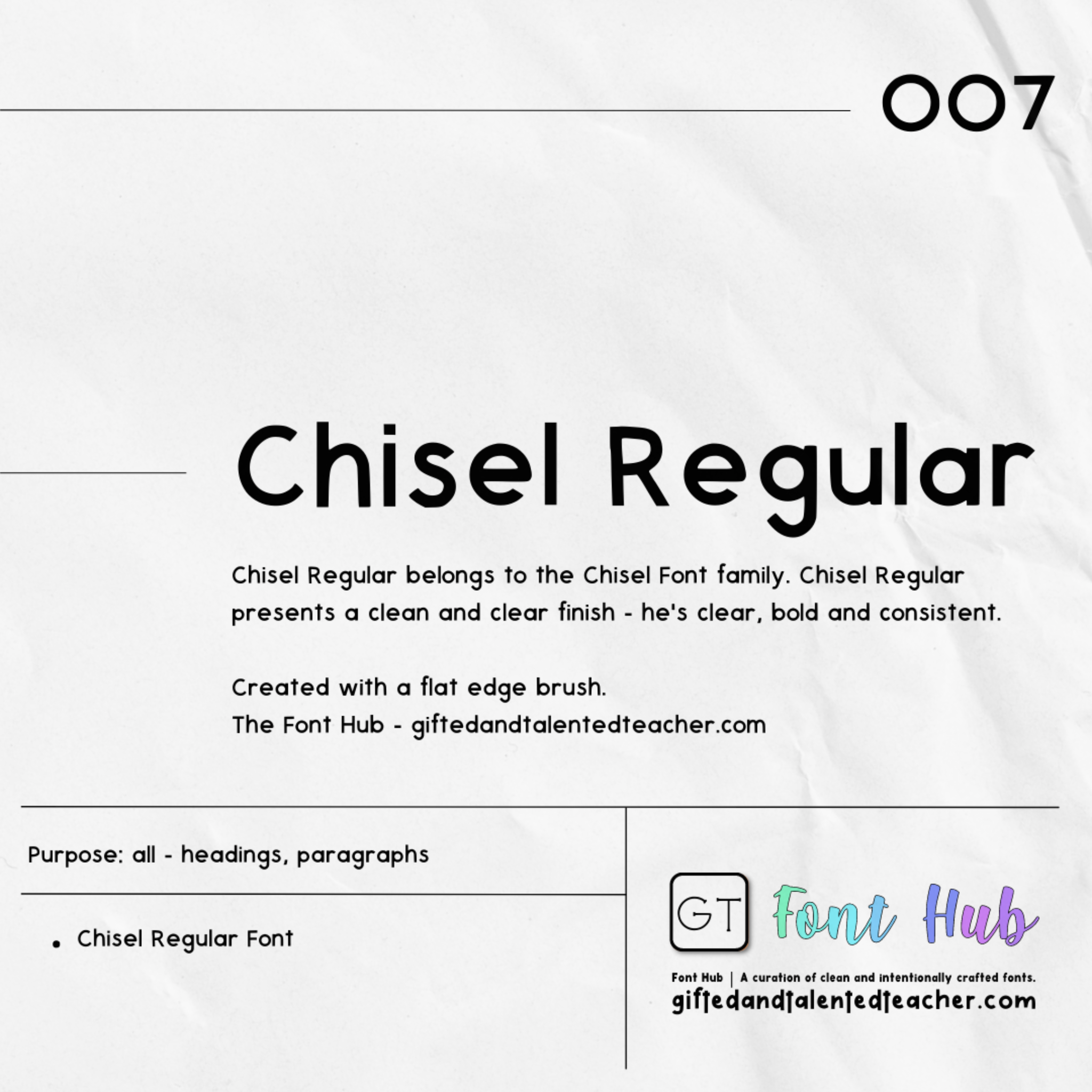 Chisel Regular - GT Font - Gifted and Talented Teacher