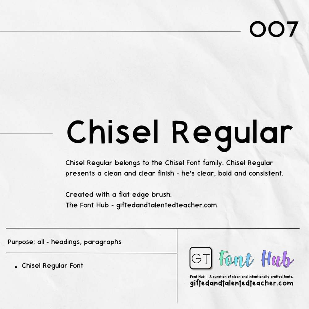 Chisel Regular - GT Font | Fonts and Teaching Resources