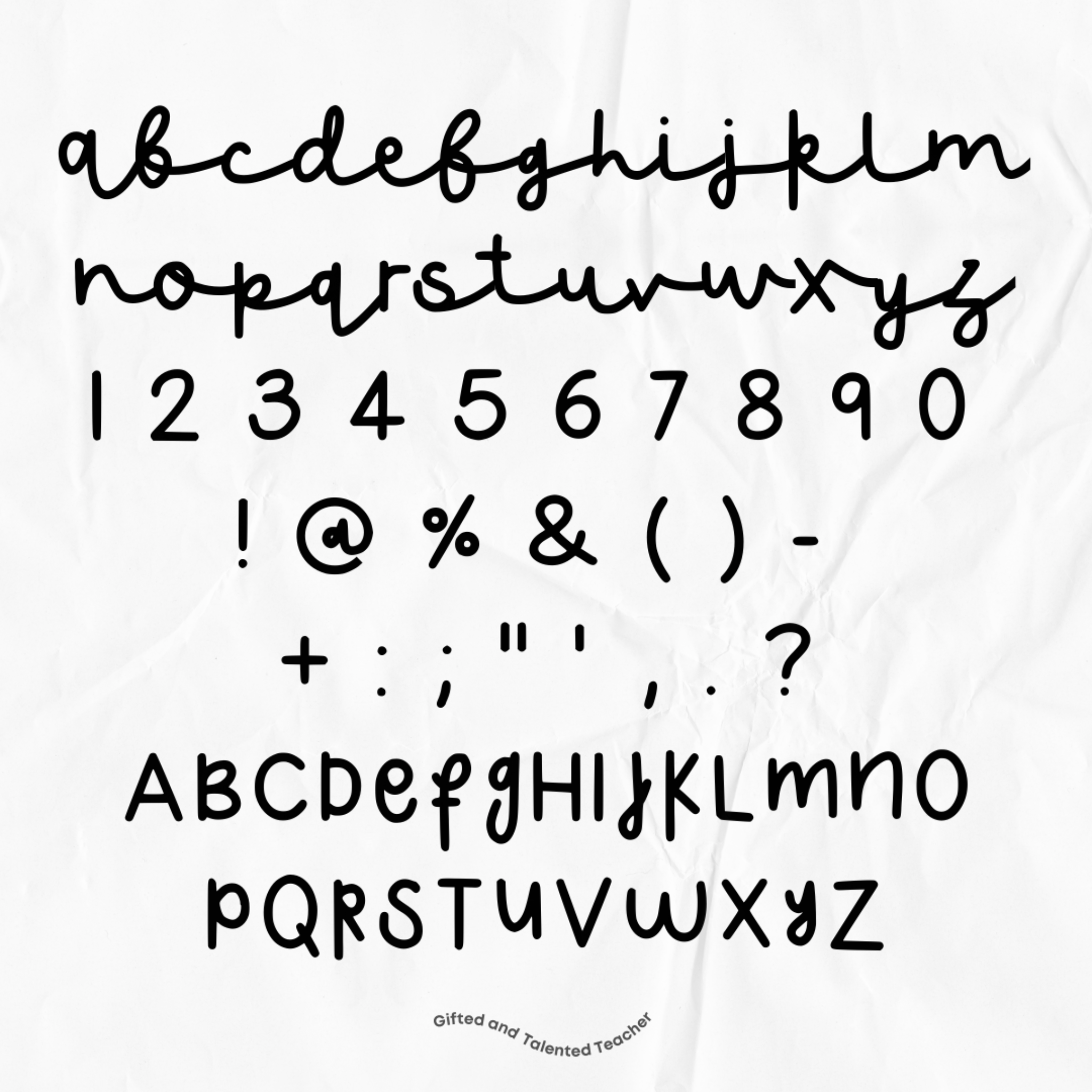 Squiggle  Cursive - GT Font - Gifted and Talented Teacher