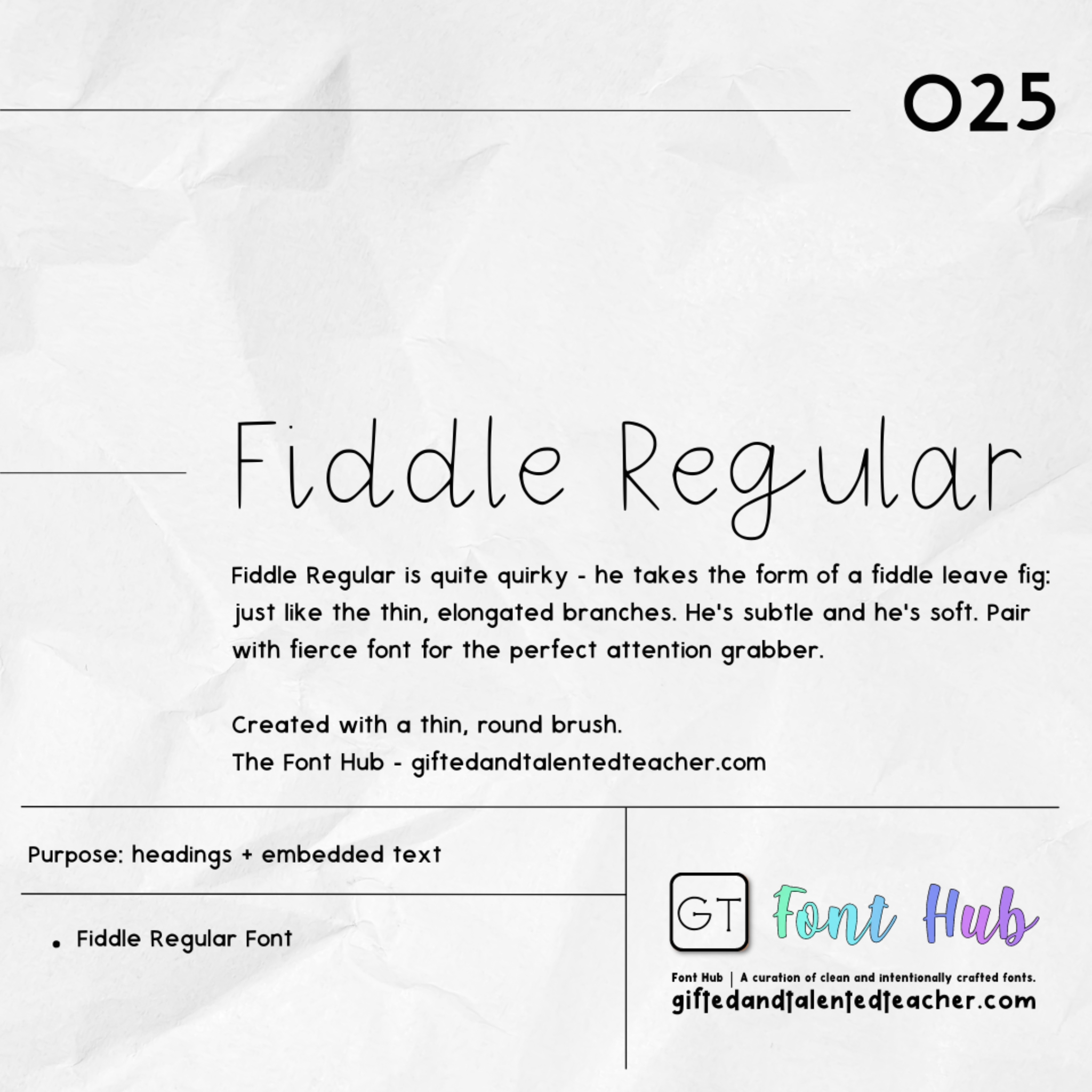 Fiddle Regular - GT Font - Gifted and Talented Teacher