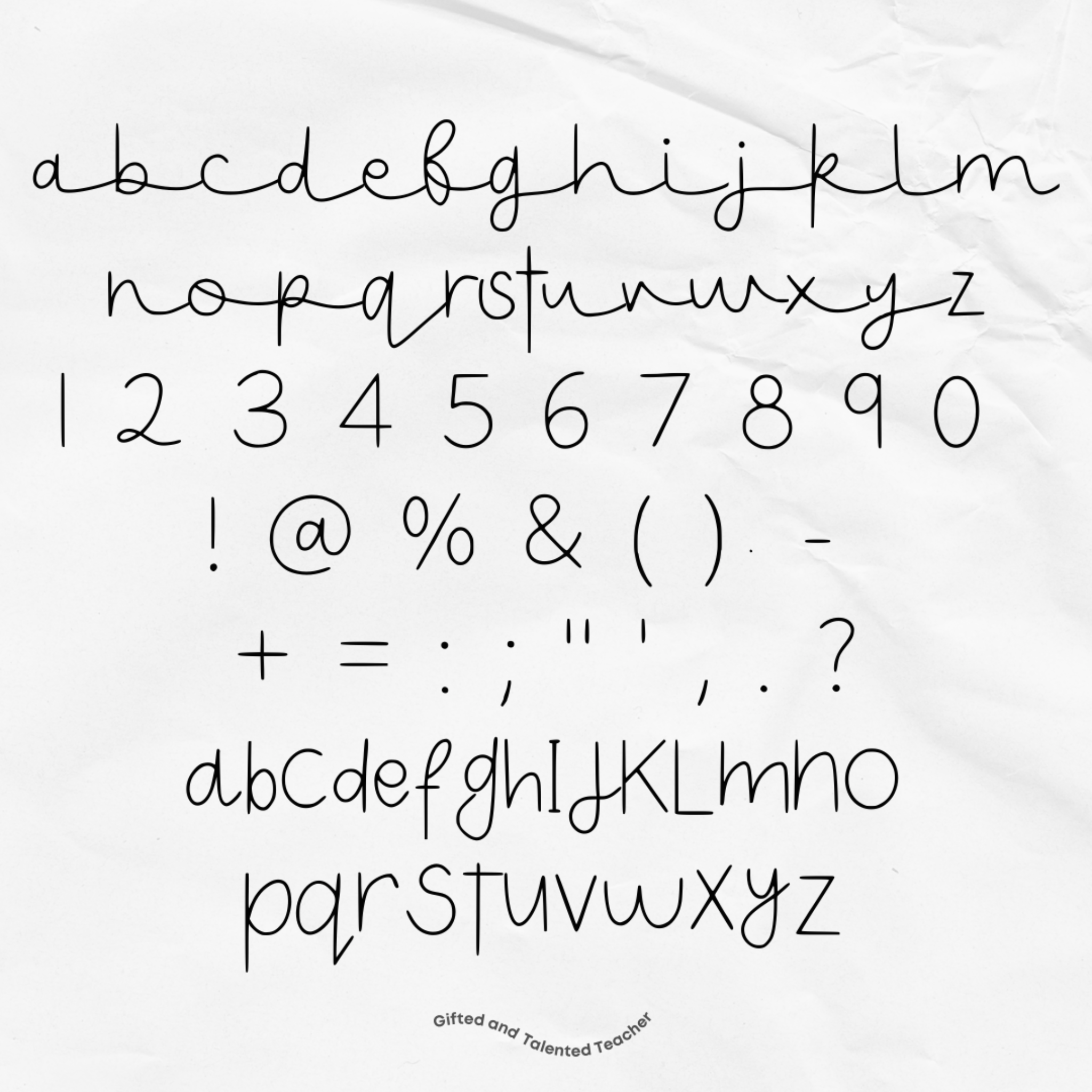 Quirky Cursive + Outline - GT Font - Gifted and Talented Teacher