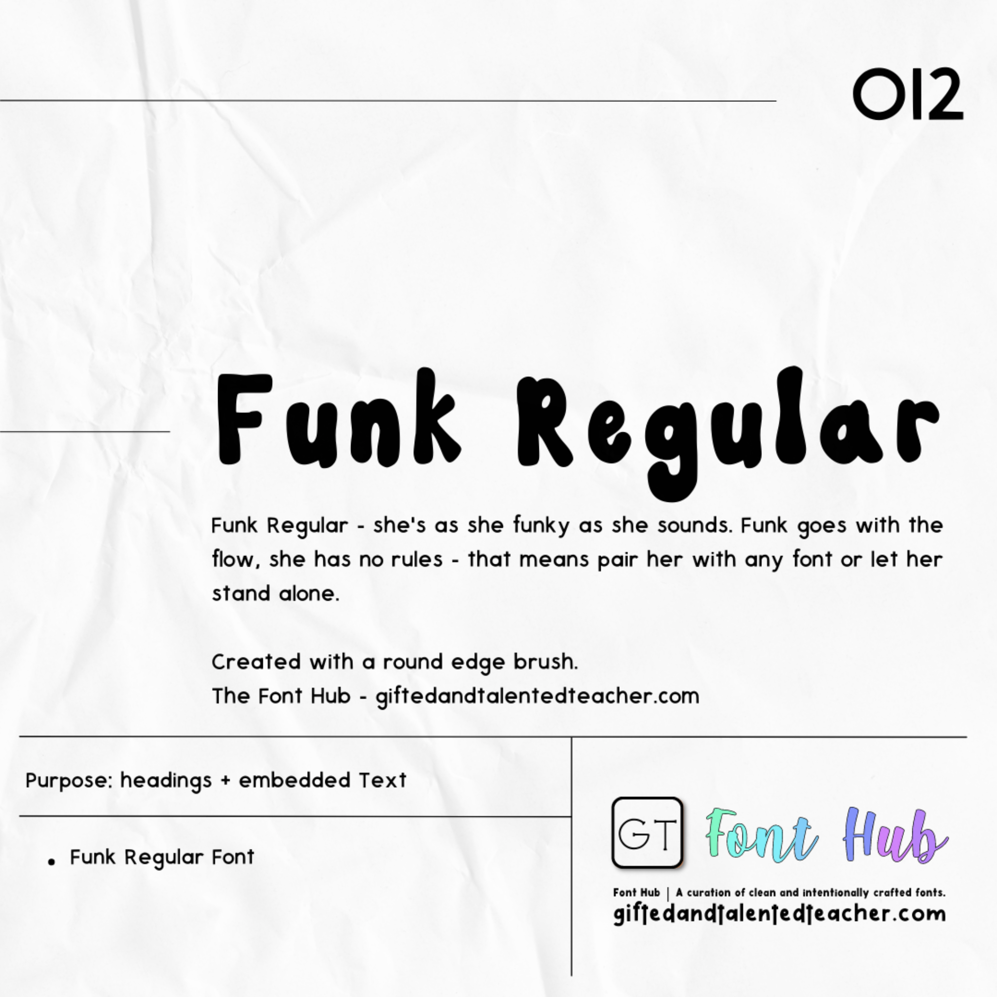 Funk Regular - GT Font - Gifted and Talented Teacher
