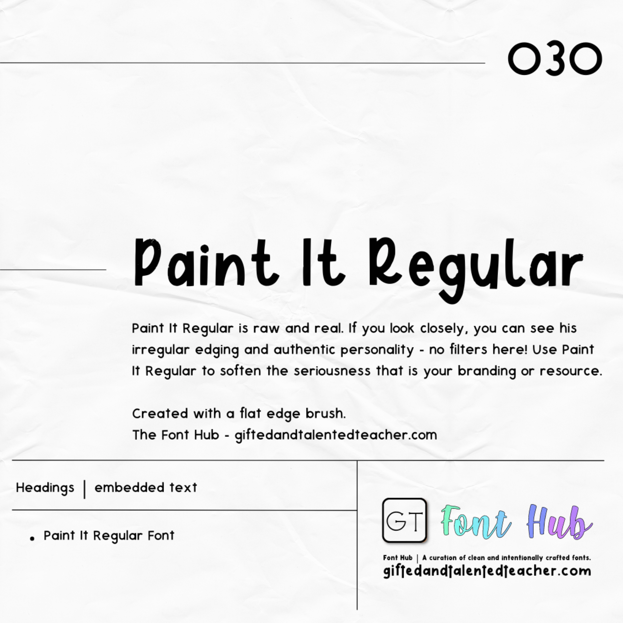 Paint It Regular - GT Font - Gifted and Talented Teacher